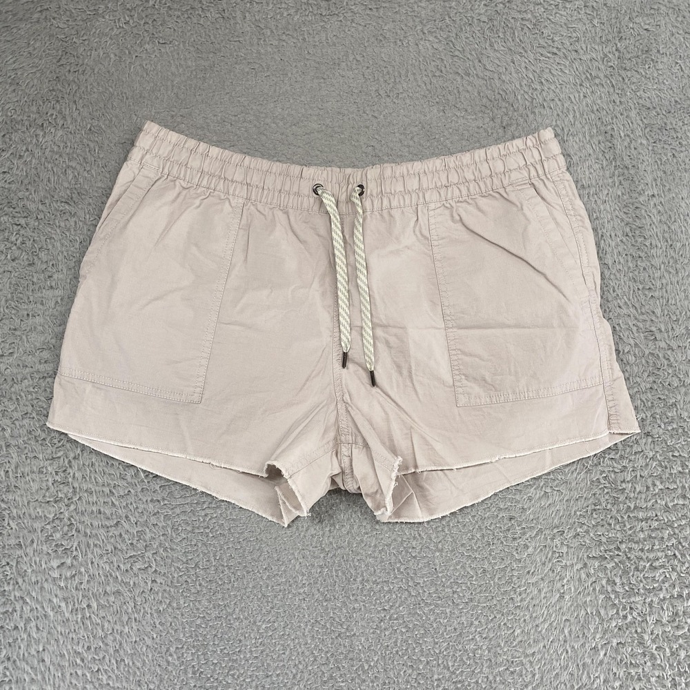 Vuori Ripstop Shorts Womens XL Beige Cotton Stretch Elastic Waist Beach Suede